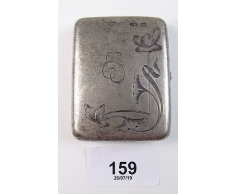 A French silver snuff box with Art Nouveau stylised floral decoration, 54g, marked 84