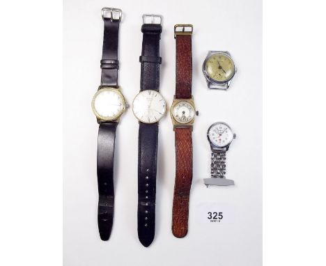Five vintage mechanical watches including two Avia watches