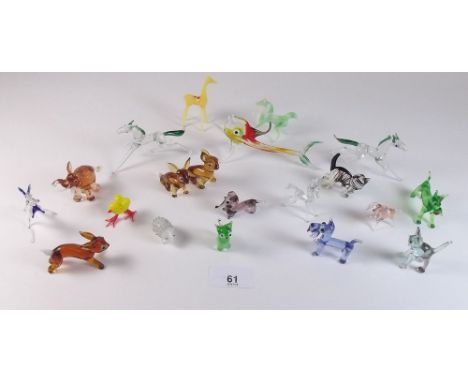 A collection of small vintage glass animal ornaments