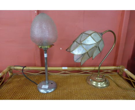 An Art Deco chrome table lamp and one other 