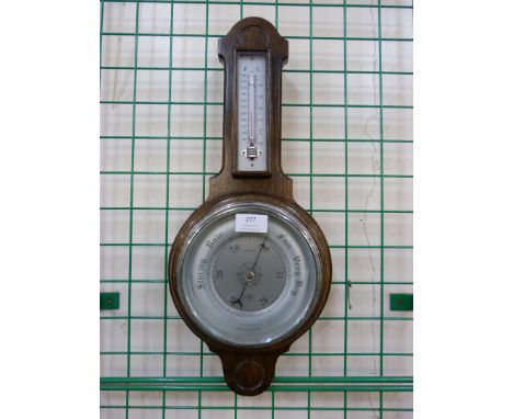 A Shortland Bowen oak aneroid barometer 