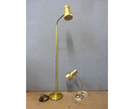 A floor standing arc lamp and a table lamp 