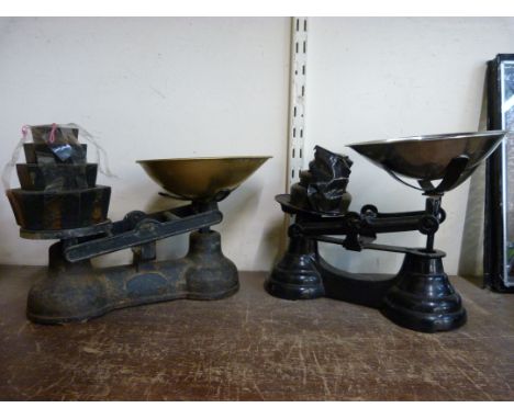 Two sets of vintage scales and weights 