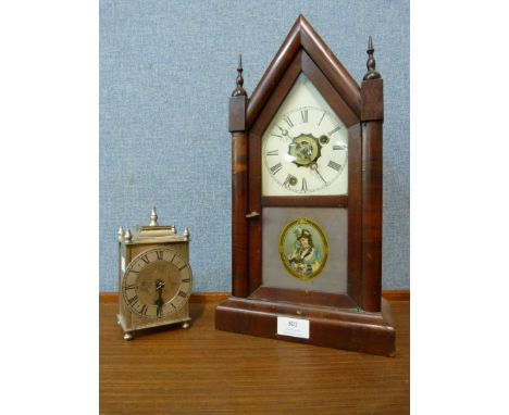 A 19th Century American mahogany lancet shaped shelf clock and one other 