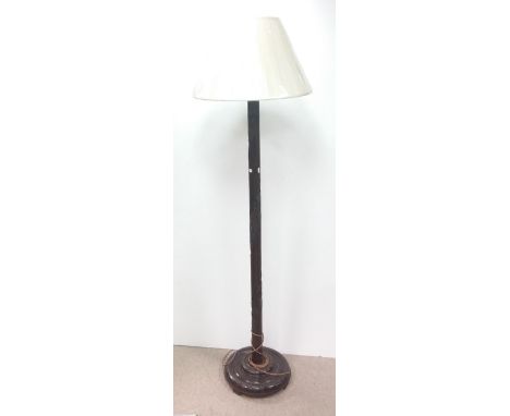 Carved Walnut Standard Lamp & Shade 