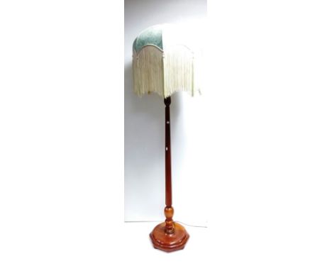 Quality Vict Walnut Standard Lamp with Unusual Shade