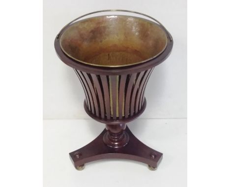 Unusual Mahogany Planter with Brass Liner
