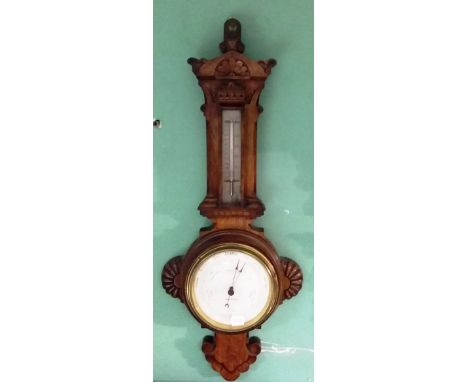 Art Nouveau Oak Barometer