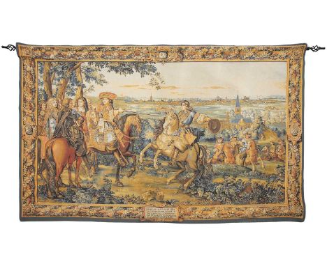 A large Flanders Tapestries Louis XIV style "Lille" tapestry, early 21st century, depicting The hunting party of Louis XIV, m