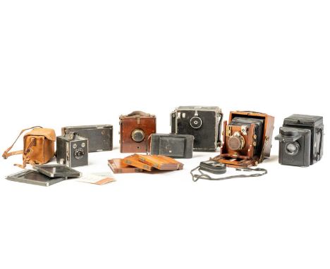 A collection of Edwardian and later cameras, to include a Linhof Technika of Germany standard 5 x 4 press camera with Schneid