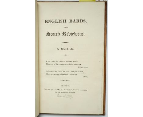 ° ° Byron, George Gordon Noel, Lord - English Bards and Scotch Reviewers . A Satire, 1st edition, with half title and preface