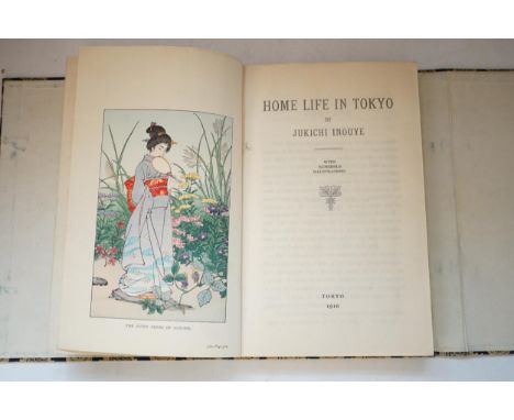 ° ° Inouye, Jukichi - Home Life in Tokyo. 1st edition, 8vo, colour woodblock frontispiece, numerous woodblock drawings. Publi