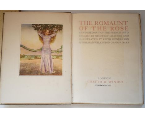 ° ° [Lorris, Guillaume de], Chaucer, Geoffrey (translator) - The Romaunt of the Rose, title and first page in red and black, 