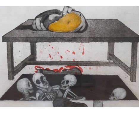From the Studio of Fred Cuming. Michael Farrell (1940-2000),  limited colour etching 5/25, ‘Wounded Wonder’, signed in pencil