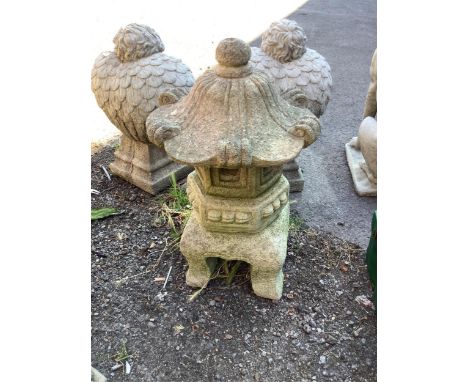 A reconstituted stone Chinese style lantern garden ornament, height 62cm. Condition - good