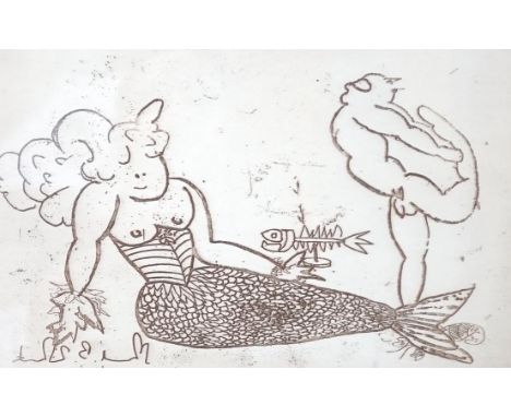 From the Studio of Fred Cuming. Michael B. White (Sussex artist), etching, 'Two Sprats In Love', signed in pencil, limited ed