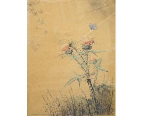 From the Studio of Fred Cuming. Laurence Perugini (1880-1940), colour etching, 'Thistles', signed in pencil, limited edition 