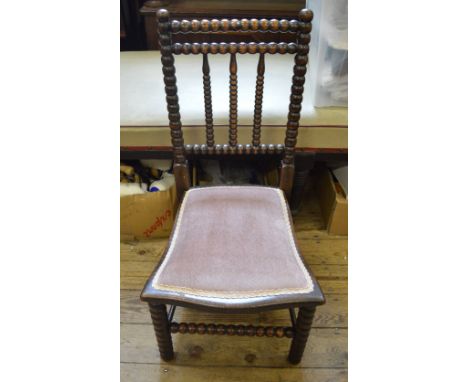 Two Edwardian inlaid Mahogany chairs (one carver) with carved floral backs and a bobbin turned nursing chair