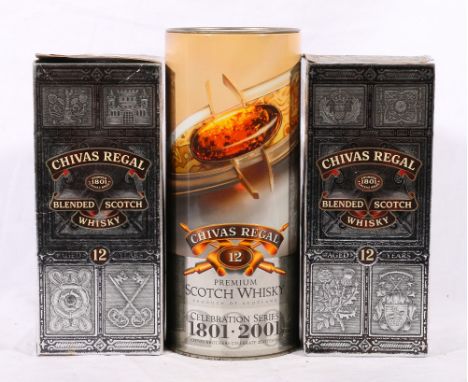 Three bottles of CHIVAS REGAL 12 year old blended Scotch whisky, 70cl, 40% vol., each boxed. (3)