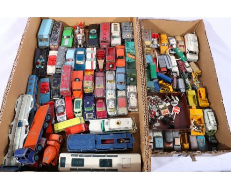 Collection of over 80 playworn model vehicles to include Dinky 903 Foden flat truck, Dinky Superior Rescuer on Cadillac chass