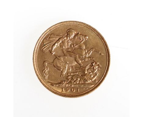 UNITED KINGDOM, Victoria (1837-1901) gold sovereign 1901 M (Melbourne Mint), old veiled head, S3875, nvf
