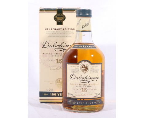 DALWHINNIE 15 year old Centenary edition Highland single malt Scotch whisky 1898-1998 70cl., 43% vol., boxed.