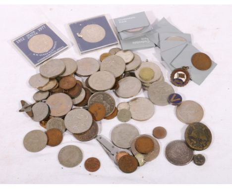 War time compass, Nazi German wound badge, UNITED STATES OF AMERICA Morgan dollar 1891, CANADA dollar 1952, UNITED KINGDOM £5