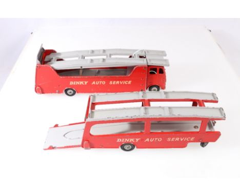 Dinky Supertoys 983 car carrier and trailer (984 & 985) with mid grey red body, no box.