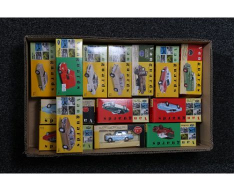 Fifteen Vanguards 1:43 scale model vehicles, each boxed.