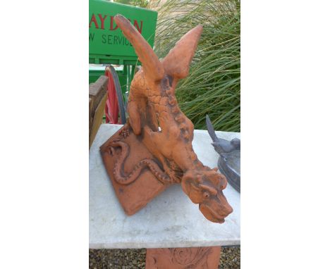 A small winged dragon roof ridge tile- Height 44cm x Length 46cm