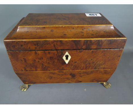 A 19th century walnut two section tea caddy - Height 15cm x 21cm x 12cm 