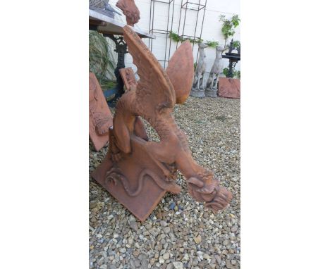 A large winged dragon roof ridge tile - Height 84cm x Length 103cm