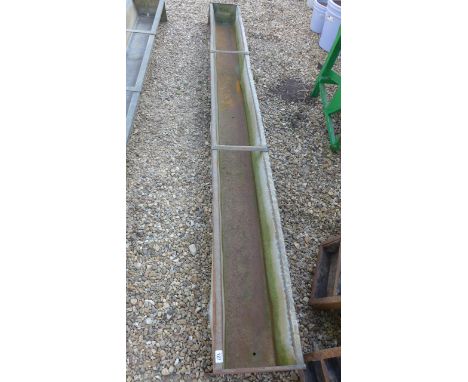 A vintage long galvanised feeder/planter with drainage holes - Length 275cm x Width 28cm