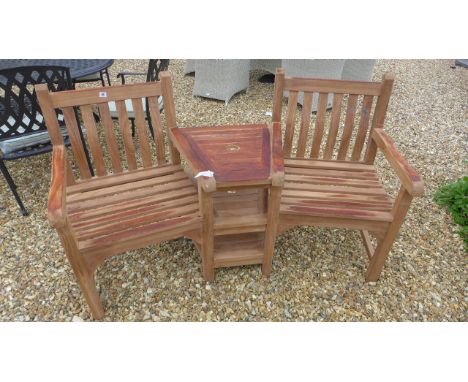 A Bramblecrest teak Tete a Tete bench