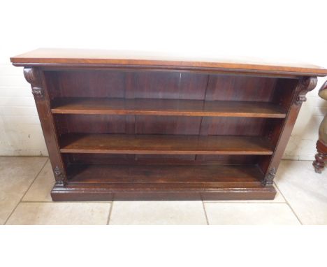 A Victorian mahogany three shelf bookcase - Height 92cm x 153cm x 33cm 