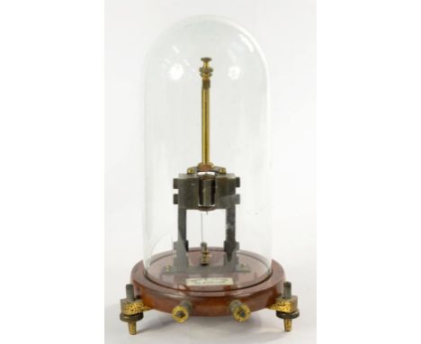 VINTAGE ELECTRICAL APPARATUS. A BAIRD AND TATLOCK IRON AND LACQUERED BRASS GALVANOMETER ON TURNED MAHOGANY BASE WITH MAKER'S 