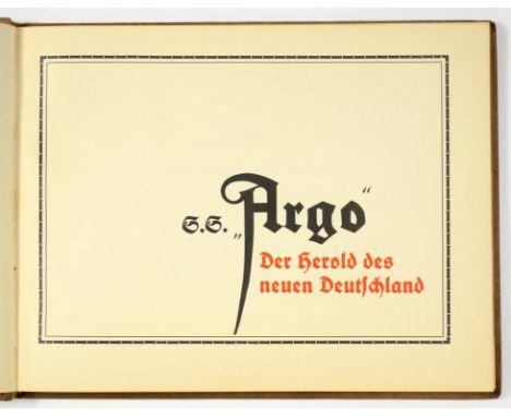 GERMANY,  THIRD REICH, PROPAGANDA.  AN UNUSUAL  COMMEMORATIVE ALBUM OF THE FICTITIOUS SS "ARGO" oblong 4to, illustrated, text