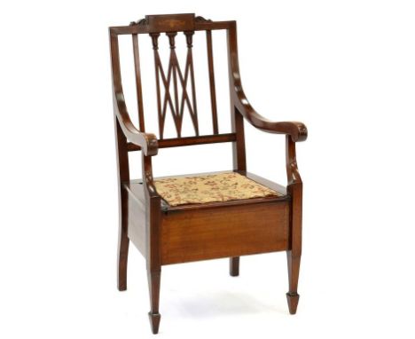 AN INLAID MAHOGANY COMMODE, EARLY 20TH C