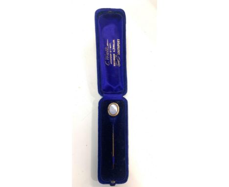 Gold hard-stone stick pin boxed not hallmarked but tested as gold please see images for details 