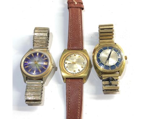 3 Vintage gents wristwatches all ticking but no warranty given please see images for details 