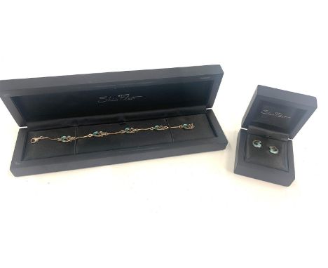 Sheila Fleet silver enamel earrings and bracelet boxed 