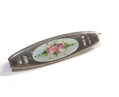 Charles Horner silver and enamel brooch measures approx 35mm by 10mm please see images for details 