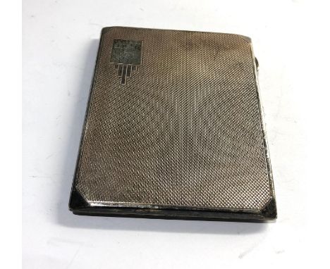 Antique silver engine turned cigarette case weight 120g 