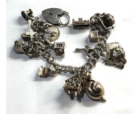 Vintage silver charm bracelet weight 61g 