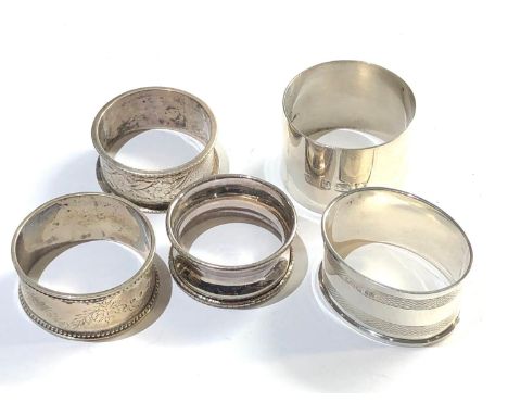 5 vintage silver napkin rings weight 90g 