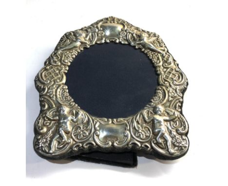 Vintage ornate silver picture frame embossed with cherubs measures approx 17cm by 15cm please see images for details 