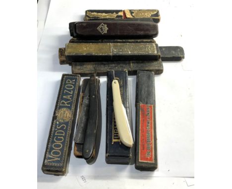 Collection of 10 vintage boxed cut throat razors please see images for details,  these are in good overall condition, age rel
