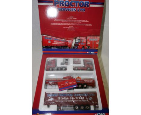 Corgi Collectable's No CC99169 Barry Proctor Services Ltd Scania & Daff DX Curtain Side Set in original box as packed with ce