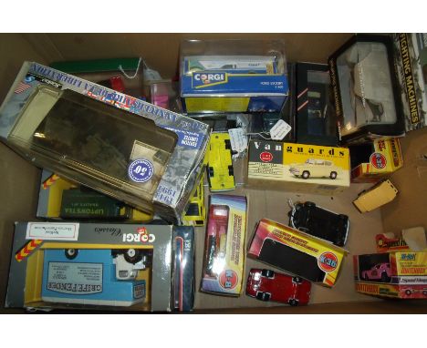 Box of assorted vehicles including Corgi, Corgi Classics, Vanguards, Matchbox etc 