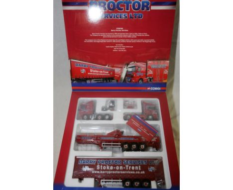 Corgi Collectable's No CC99169 Barry Proctor Services Ltd Scania & Daff DX Curtain Side Set in original box as packed with ce